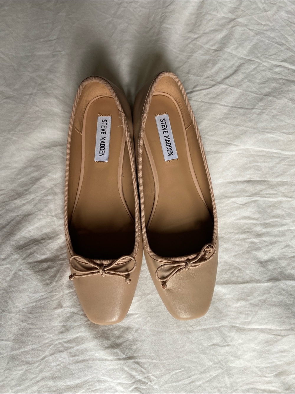 Steve Madden blush Bow Square-Toe Ballet Flats